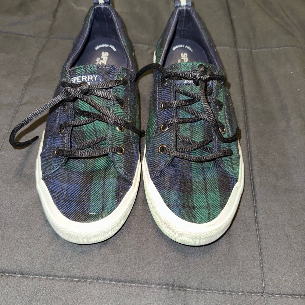 Sperry Women's Plaid Sneakers - Green and Blue